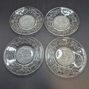 Princess House Fantasia 6-inch Bread Plates Frosted Center Set of 4 Plates